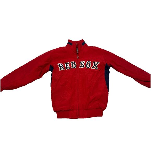 Majestic Boston Red Sox Jacket Youth Kids Size Small Red Blue Full Zip Dugout - Picture 1 of 6